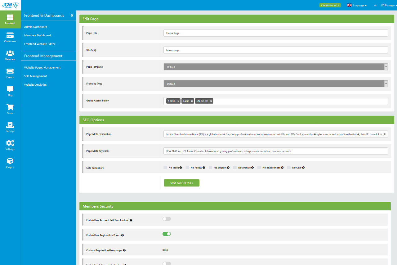 JCW Platform Features
